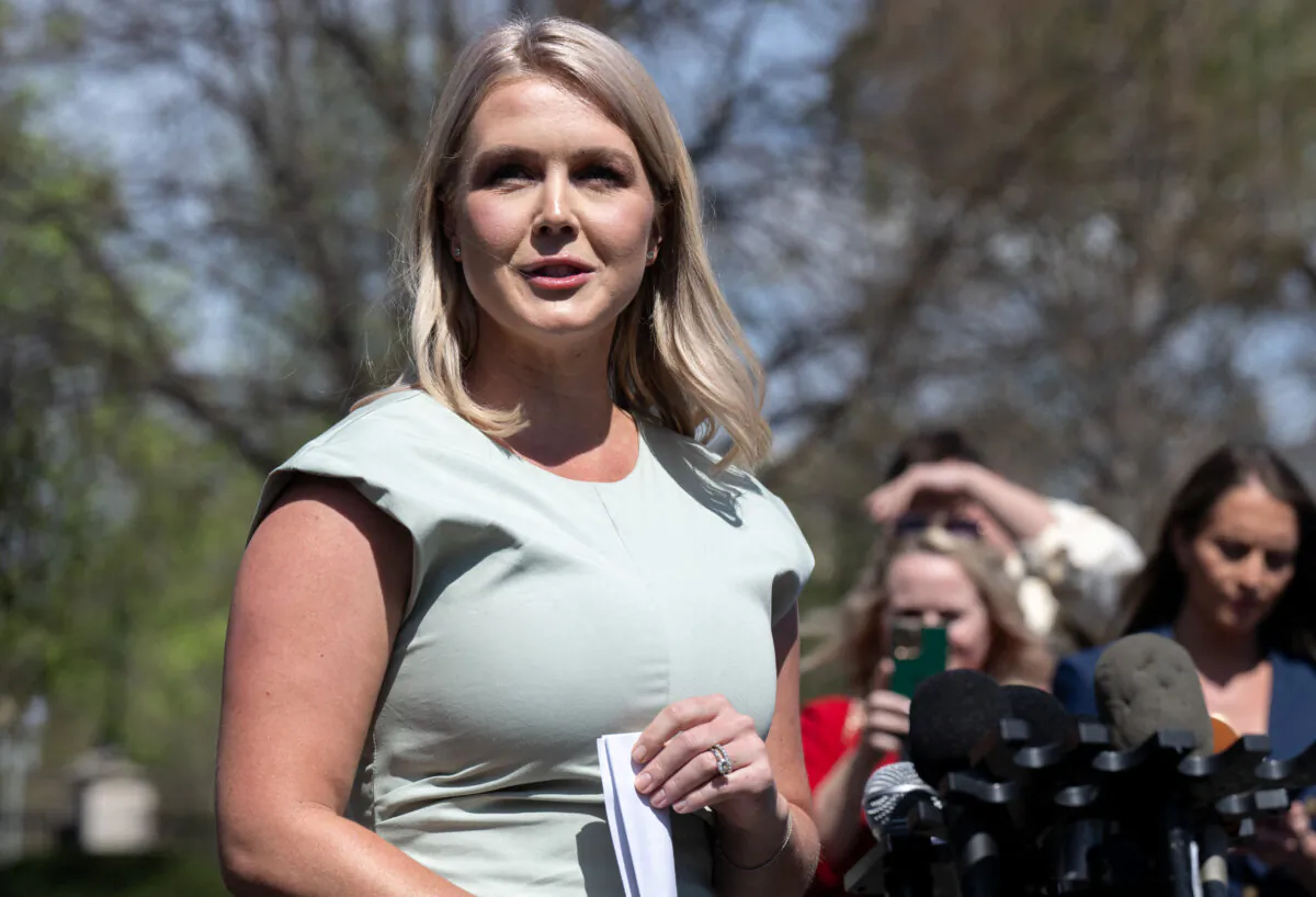 White House press secretary Karoline Leavitt speaks to reporters in Washington on March 31, 2025. (Saul Loeb/AFP via Getty Images)
