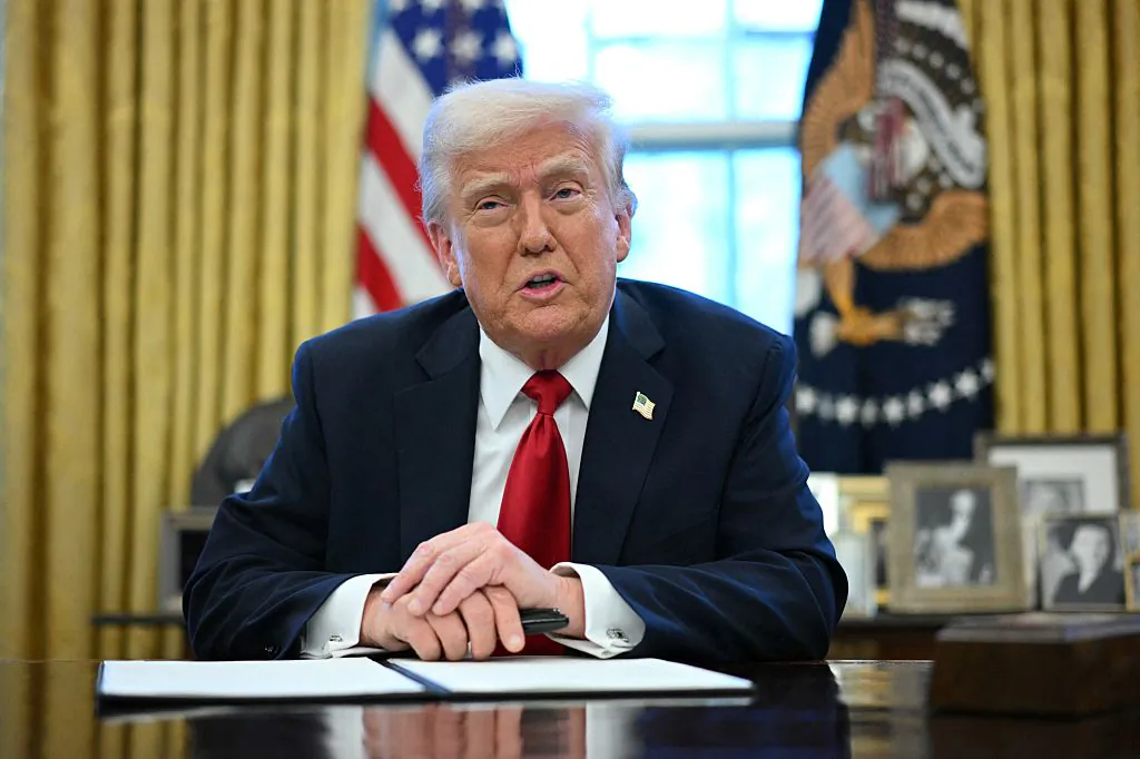 U.S. President Donald Trump in the Oval Office of the White House in Washington on March 26, 2025. (Mandel Ngan/AFP via Getty Images)