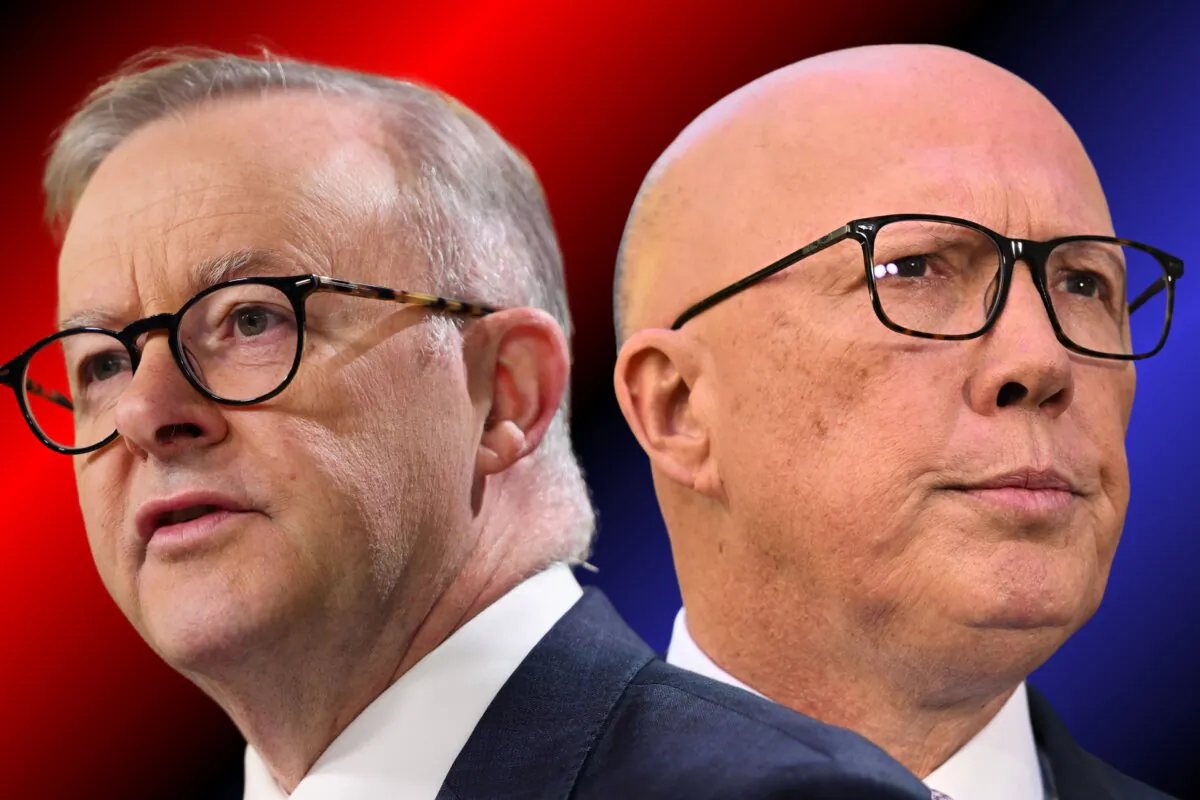 A combination graphic created on March 5, 2025 of Australian Prime Minister Anthony Albanese (L) and Leader of the Opposition Peter Dutton (R). (AAP Image/Mick Tsikas, Lukas Coch) 