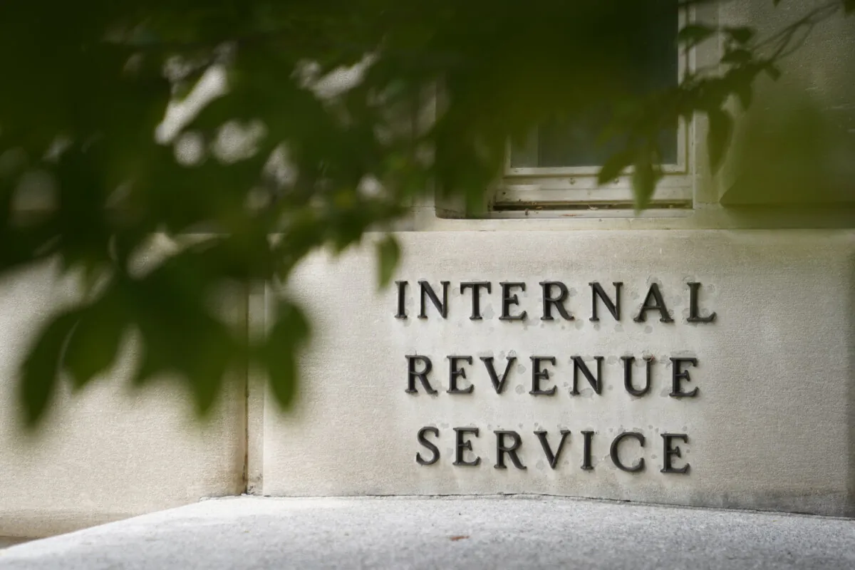 The sign outside the IRS building in Washington on May 4, 2021. (AP Photo/Patrick Semansky, File)