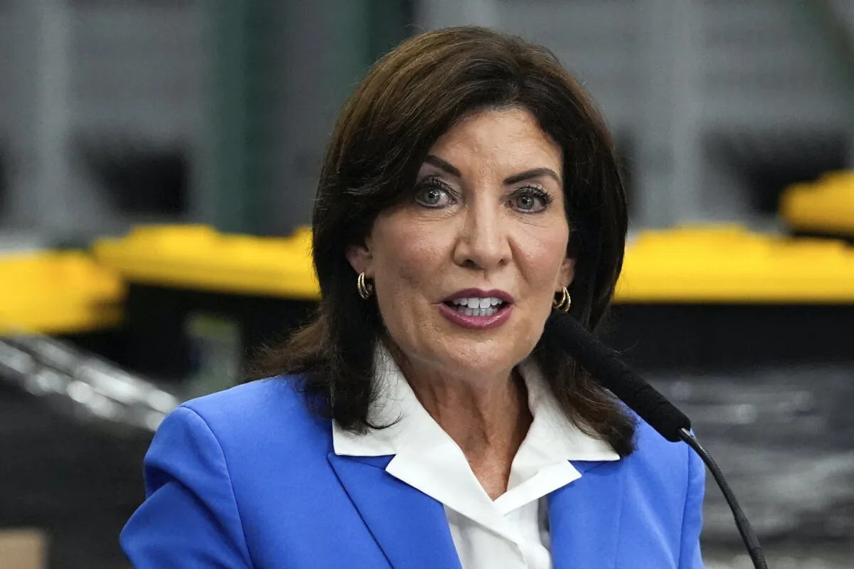 New York Gov. Kathy Hochul speaks at a press conference in the Bronx, New York City, on July 31, 2024. (Julia Nikhinson/AP Photo)