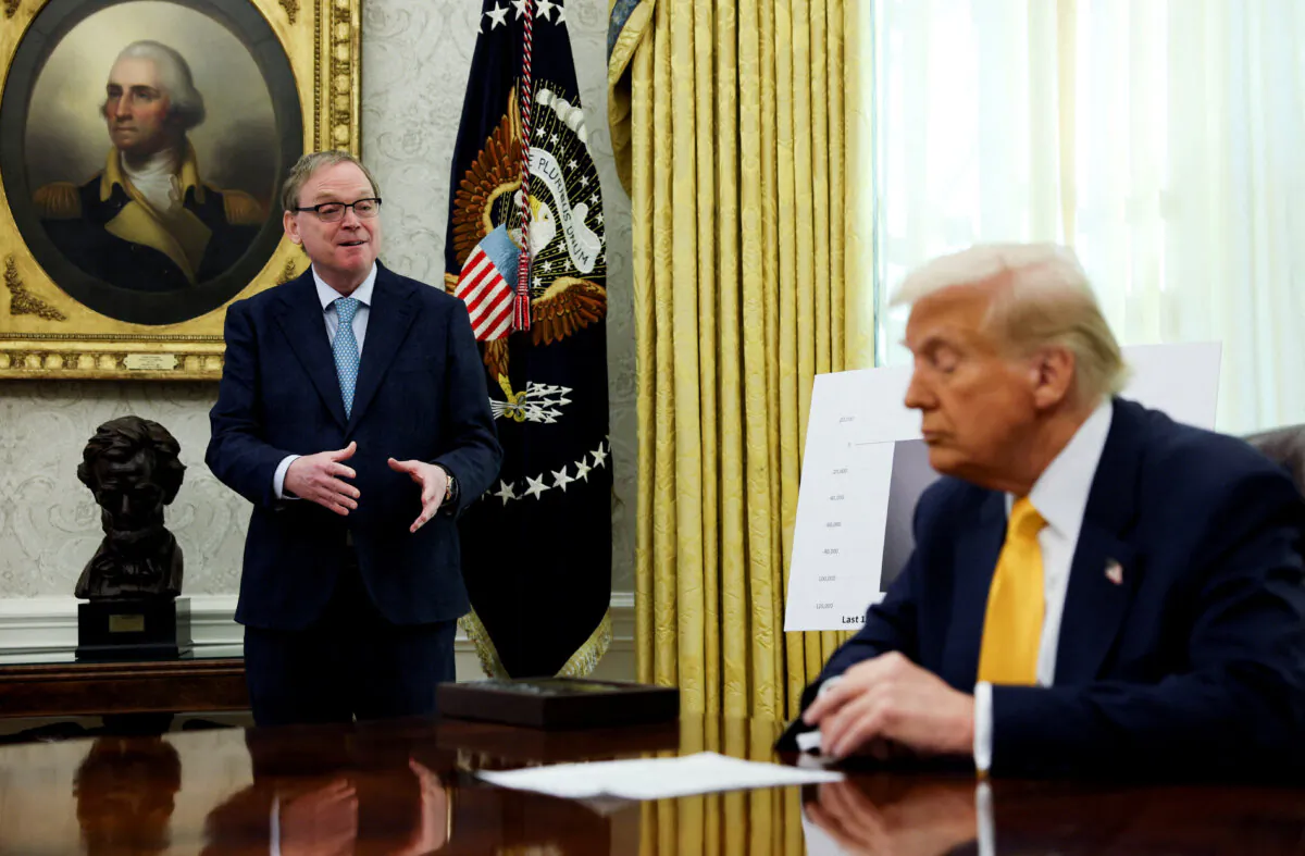 National Economic Council Director  Kevin Hassett speaks next to President Donald Trump in the Oval Office in Washington on March 7, 2025. (Leah Millis/File Photo/Reuters)