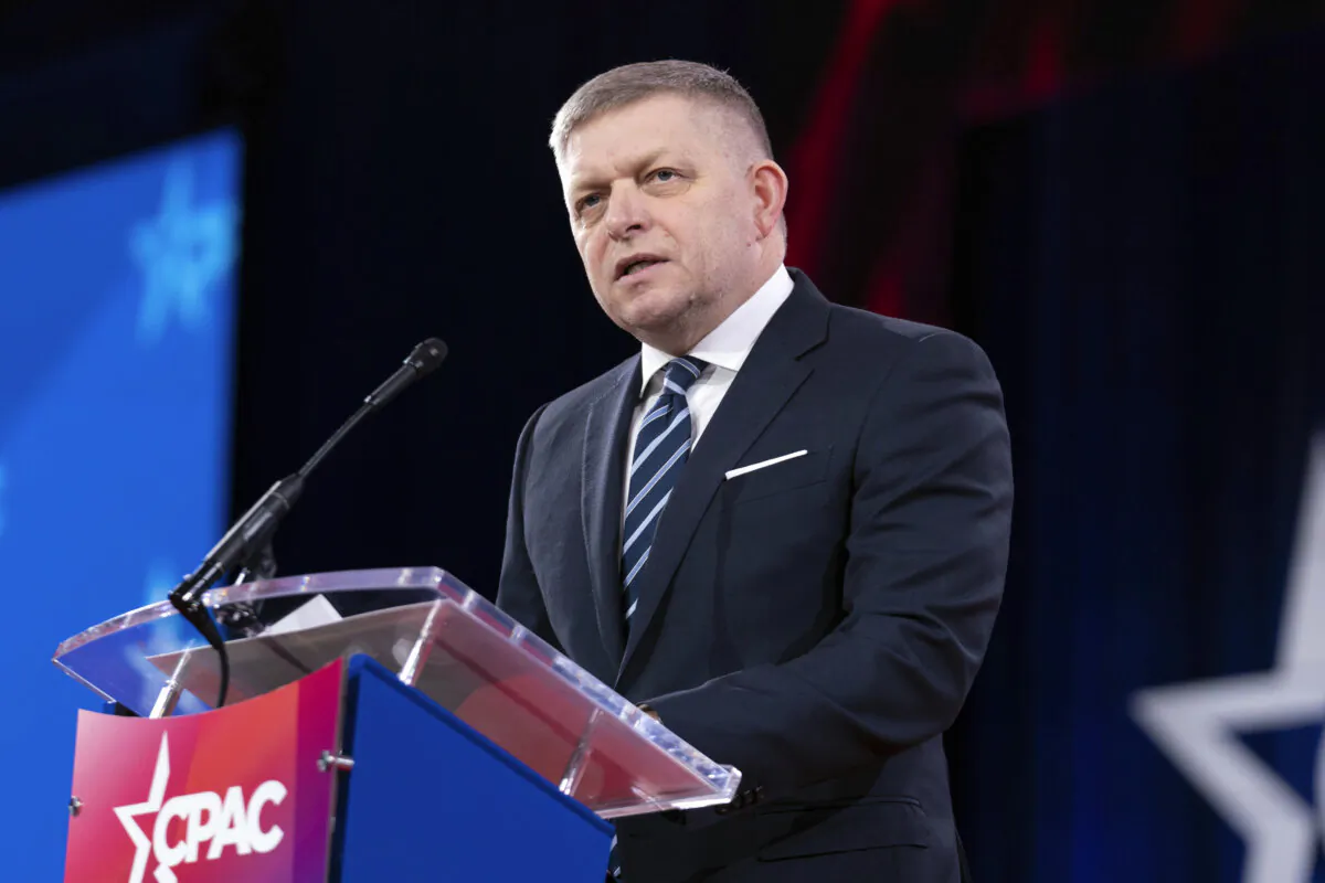 Slovak Prime Minister Robert Fico speaks at the Conservative Political Action Conference in Oxon Hill, Md., on Feb. 21, 2025. (Jose Luis Magana/AP Photo)