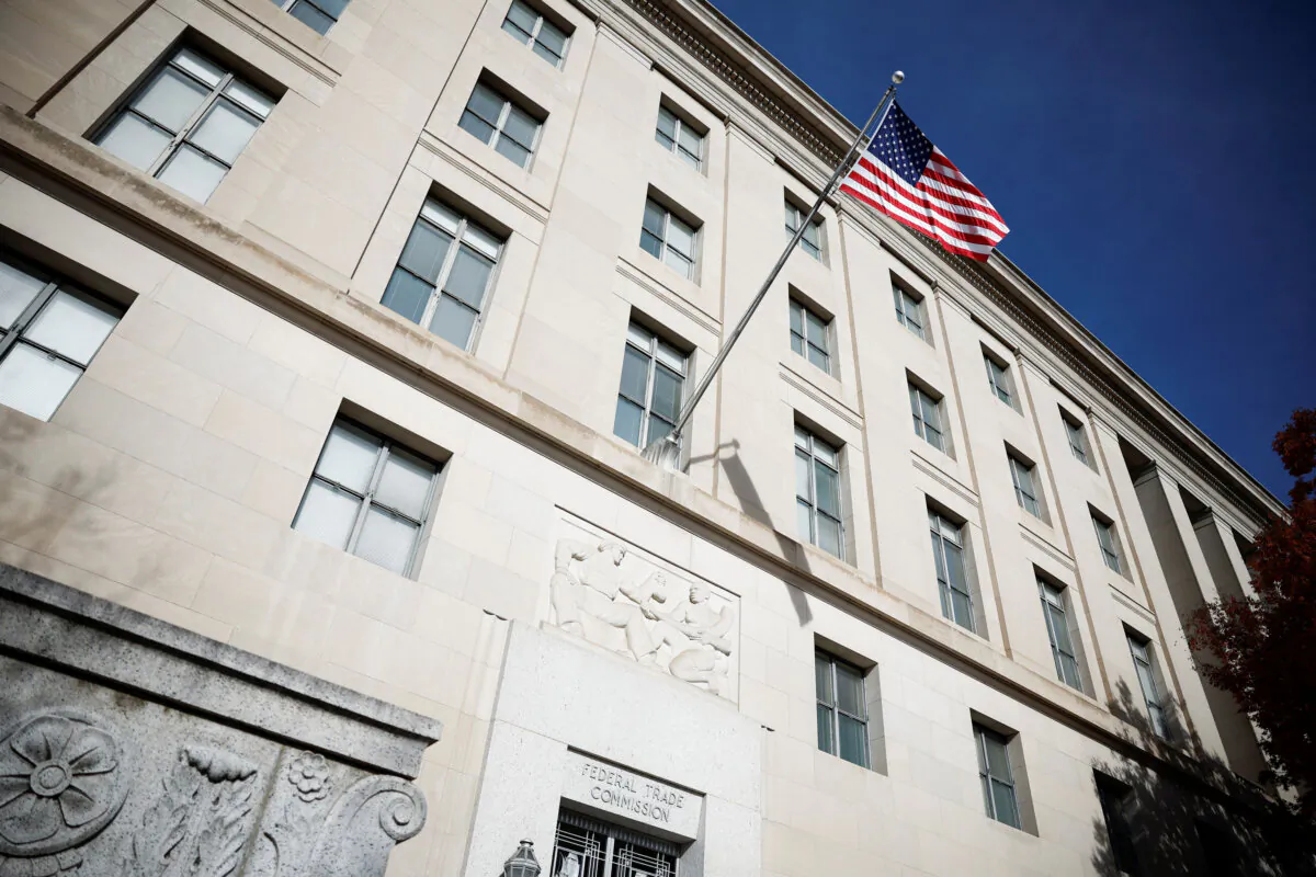 An American flag flies at the Federal Trade Commission (FTC) headquarters in Washington on Nov. 24, 2024. (Benoit Tessier/File Photo/Reuters)