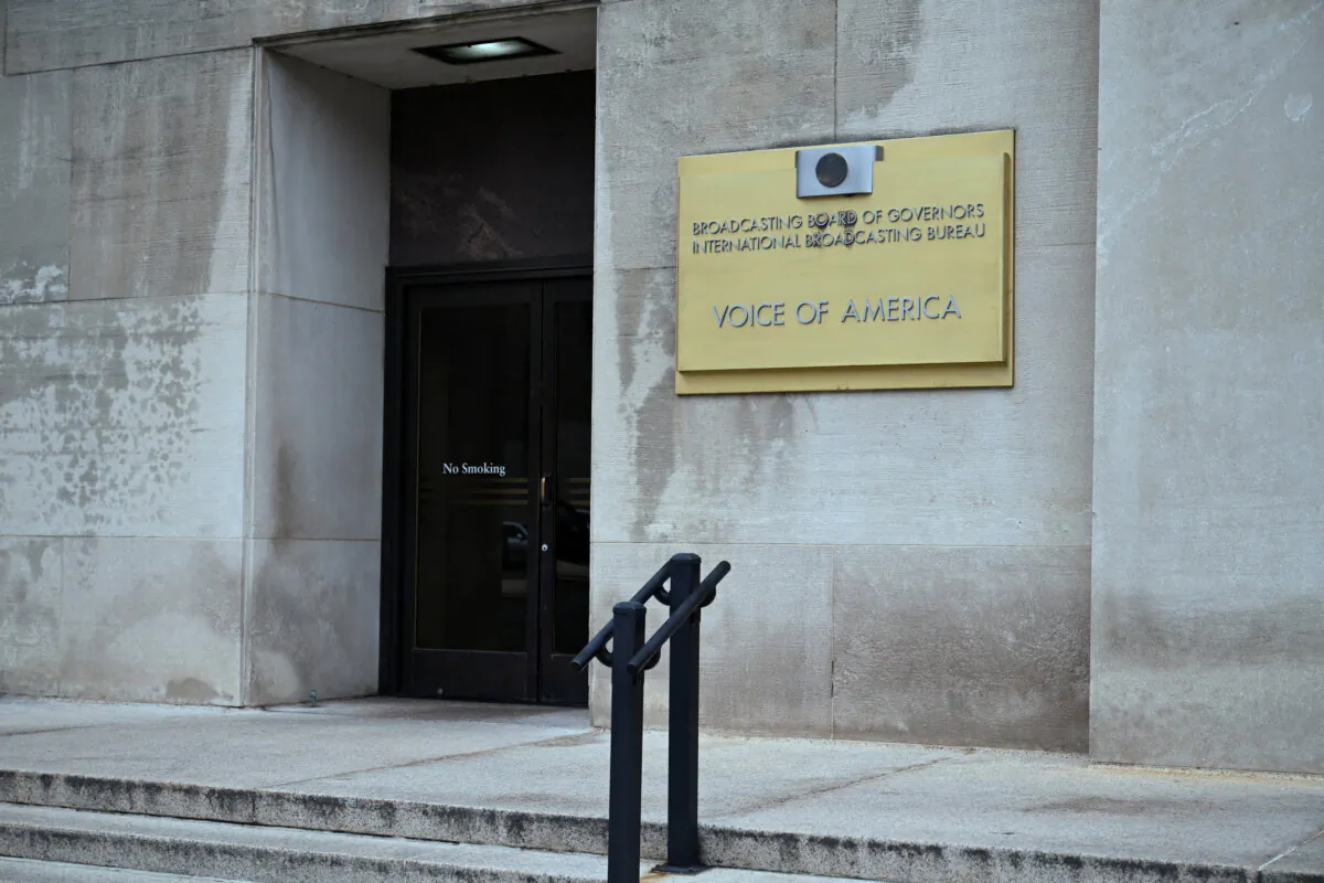 The Voice of America building in Washington on March 16, 2025. (Annabelle Gordon/File Photo/Reuters)