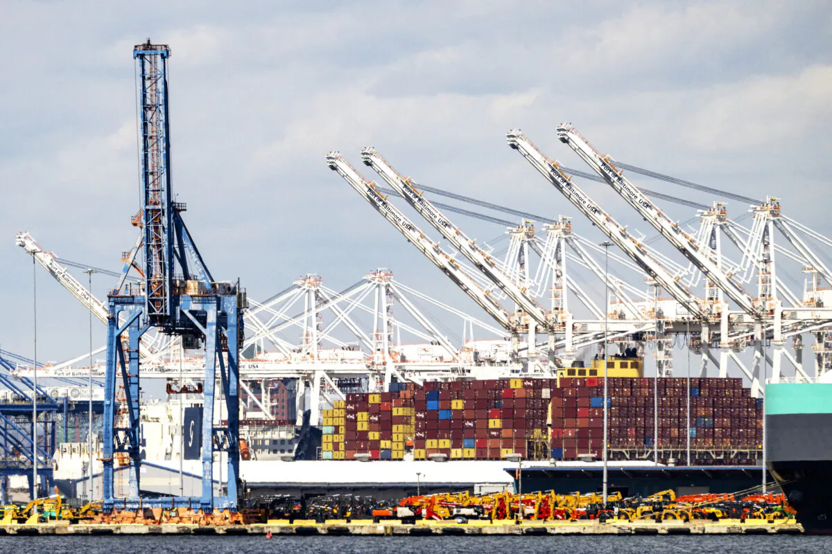 Stacks of shipping containers sit at the Port of Baltimore in Maryland on March 31, 2025. (Jim Watson/AFP via Getty Images)