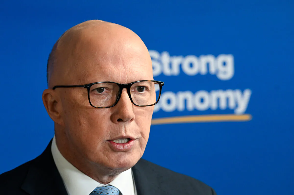 Opposition Leader Peter Dutton speaks at a press conference in Frankston, Australia, on April 30, 2025. (Dan Peled/Getty Images)