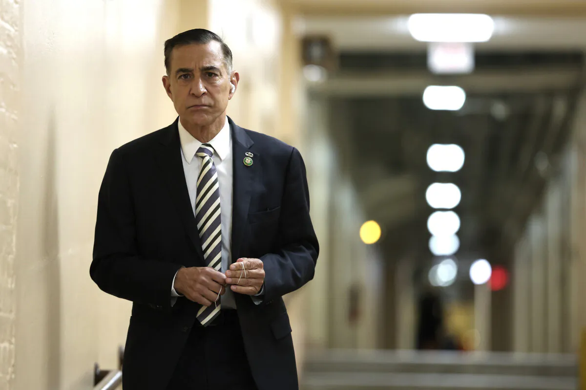 Rep. Darrell Issa (R-Calif.) arrives for a House Republican caucus meeting at the U.S. Capitol in Washington on Sept. 14, 2023. (Kevin Dietsch/Getty Images)