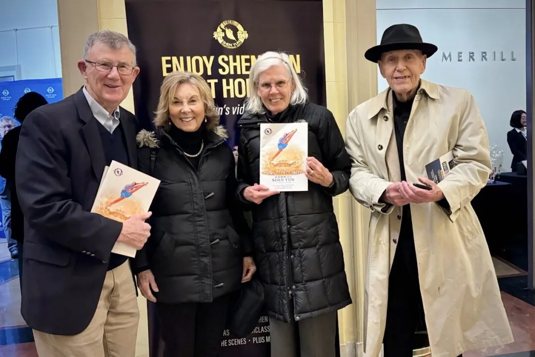 The group of friends enjoyed Shen Yun's evening performance at the Merrill Auditorium, in Portland, on April 1, 2025. (Nancy Ma/The Epoch Times)