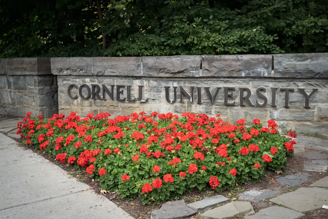 An entrance sign to Cornell University in Ithaca, N.Y., on Sept. 1, 2019. (Amy Lutz/Shutterstock)