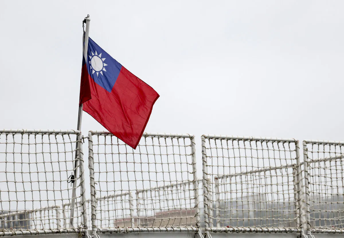A Taiwanese flag at a harbor in the northern city of Keelung, Taiwan, on April 1, 2025. (I-Hwa Cheng/AFP via Getty Images)