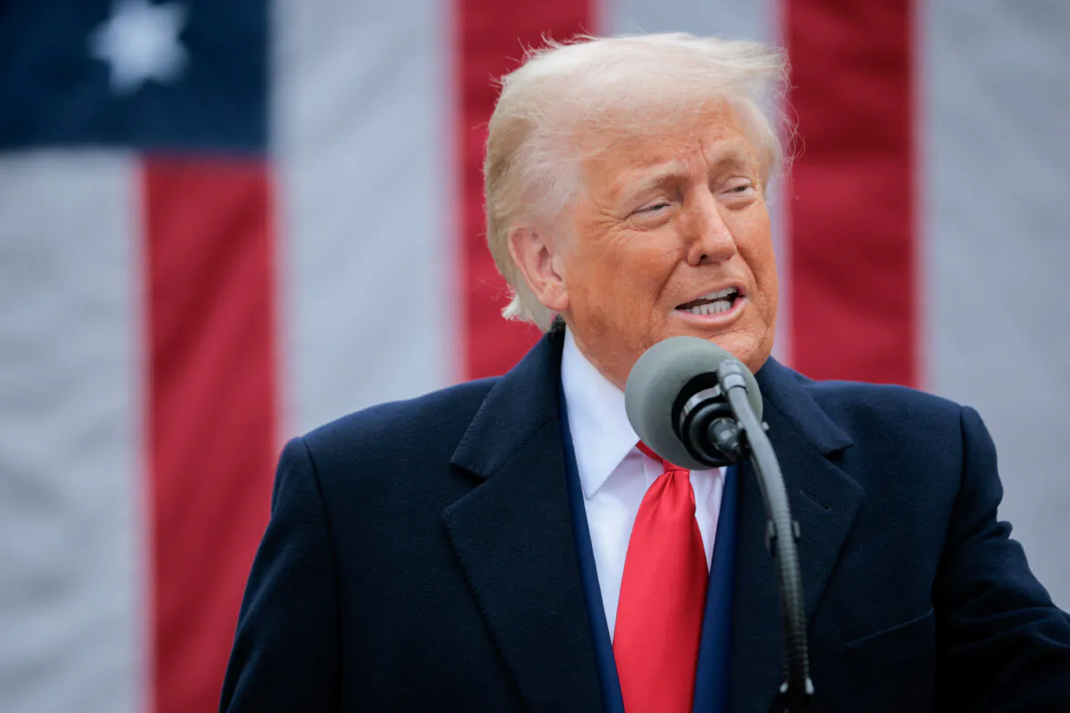 WASHINGTON, DC - APRIL 02: U.S. President Donald Trump speaks during a “Make America Wealthy Again” trade announcement event in the Rose Garden at the White House on April 2, 2025 in Washington, DC. Touting the event as “Liberation Day”, Trump is expected to announce additional tariffs targeting goods imported to the U.S. (Photo by Andrew Harnik/Getty Images)
