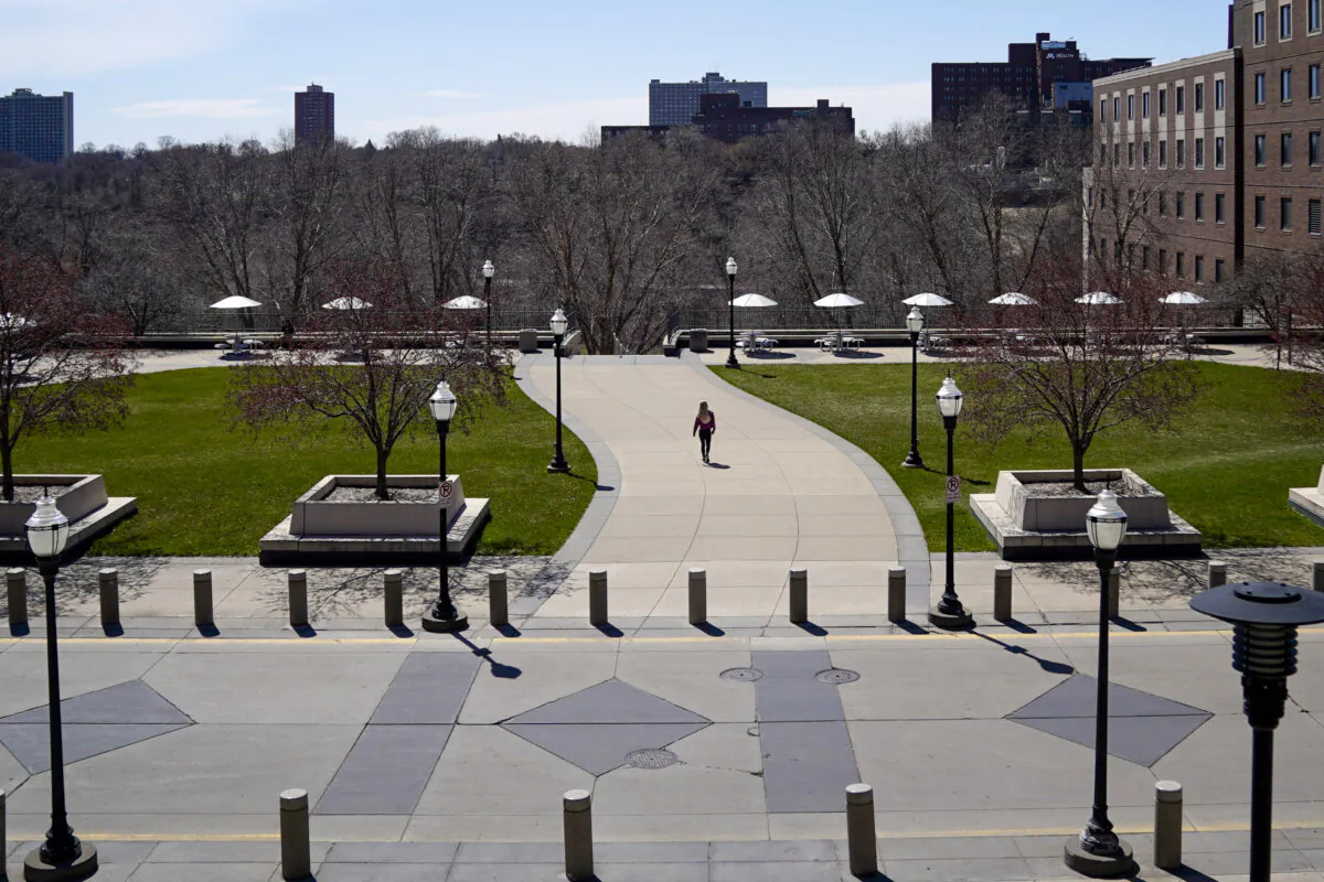 The University of Minnesota campus in Minneapolis on April 21, 2020. (Glenn Stubbe/Star Tribune via AP, File)