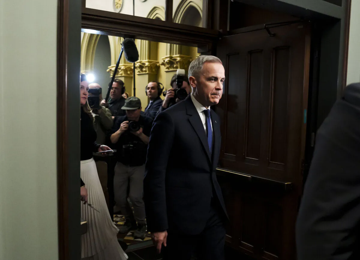 Prime Minister Mark Carney arrives on Parliament Hill in Ottawa, on April 2, 2025. (The Canadian Press/Justin Tang)