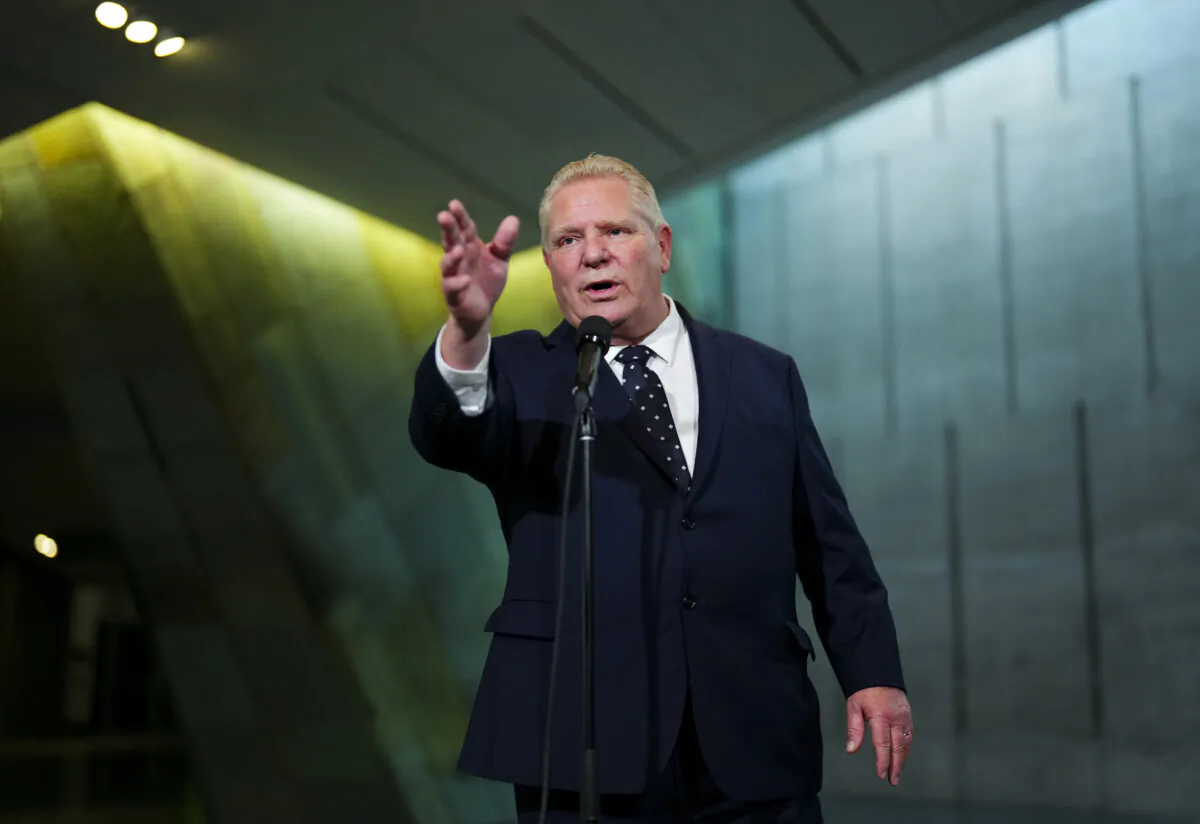 Ontario Premier Doug Ford speaks to reporters following the First Ministers Meeting at the National War Museum on March 21, 2025. (The Canadian Press/Sean Kilpatrick) 