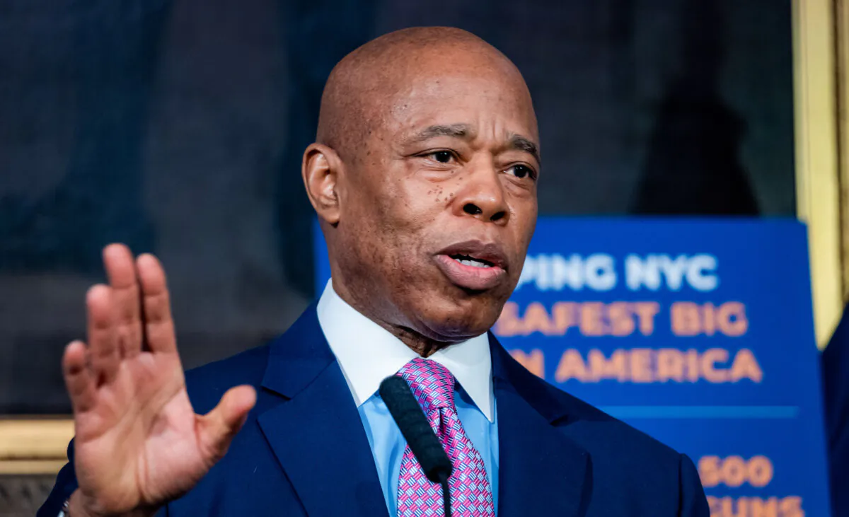 New York City Mayor Eric Adams speaks to the media during a press conference at City Hall on March 3, 2025. (Spencer Platt/Getty Images)