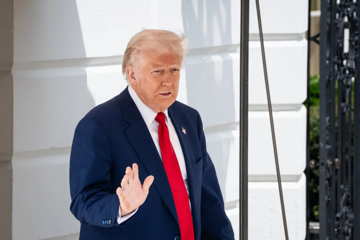 President Donald Trump departs the White House in Washington on April 3, 2025. (Madalina Vasiliu/The Epoch Times)