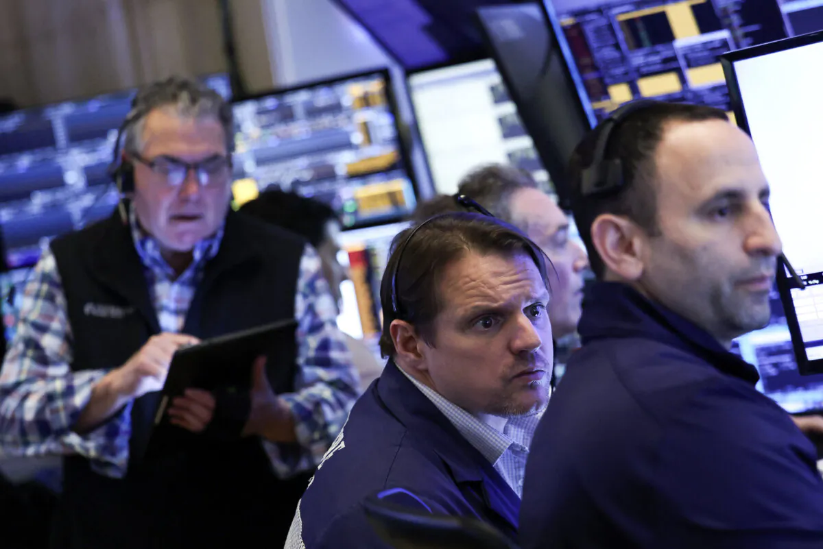 Traders work on the floor of the New York Stock Exchange (NYSE) at the opening bell in New York on April 3, 2025. (Charly Triballeau/AFP via Getty Images)