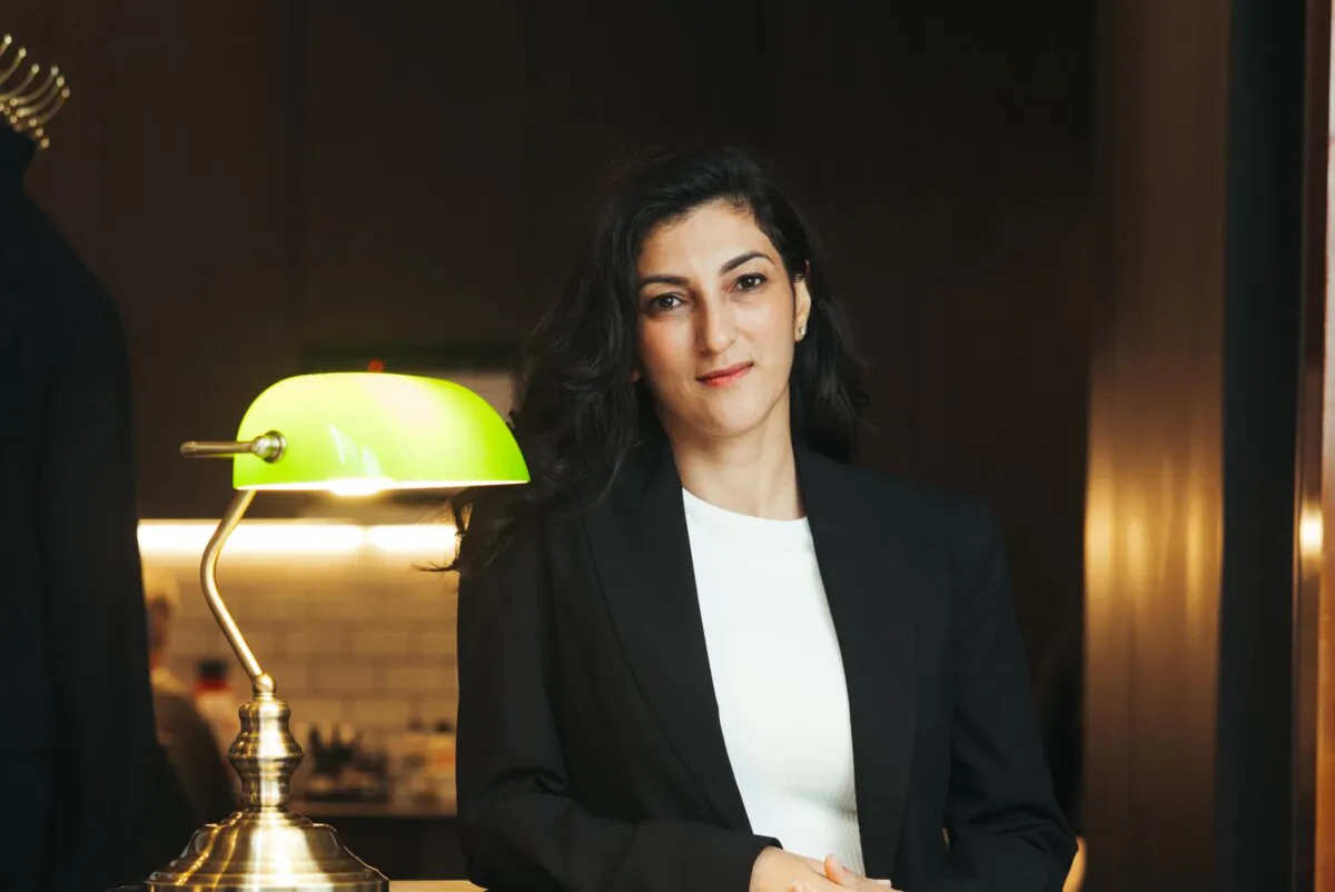Renee Baltov, owner of the men's grooming salon The Barberhood in Sydney's financial centre Martin Square. (Courtesy of Renee Baltov)