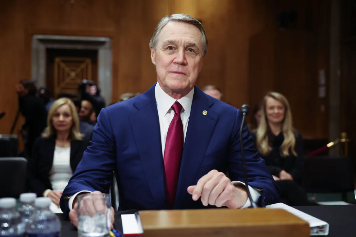 David Perdue, nominee to serve as the U.S. ambassador to China, before his Senate Foreign Relations Committee confirmation hearing in the Dirksen Senate Office Building in Washington on April 3, 2025. (Kayla Bartkowski/Getty Images)