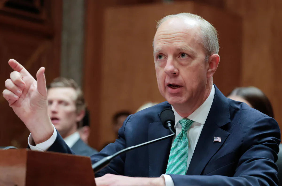 Eric Ueland, U.S. President Donald Trump's nominee to be Deputy Director for Management at the Office of Management and Budget, speaks during a hearing with the Senate Committee on Homeland Security and Governmental Affairs on Capitol Hill in Washington on April 3, 2025. (Anna Moneymaker/Getty Images)