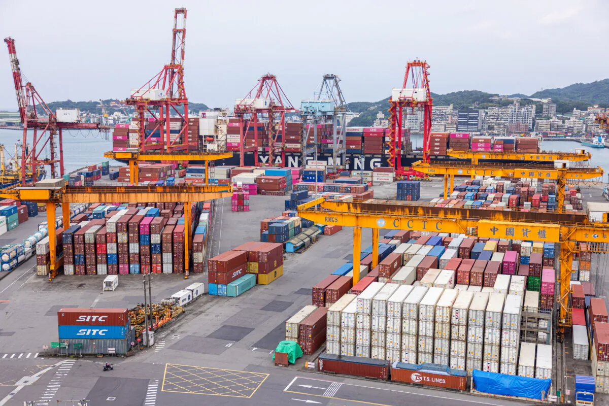 Containers are seen at the Port of Keelung in Keelung, Taiwan, on April 4, 2025. (Annabelle Chih/Getty Images)