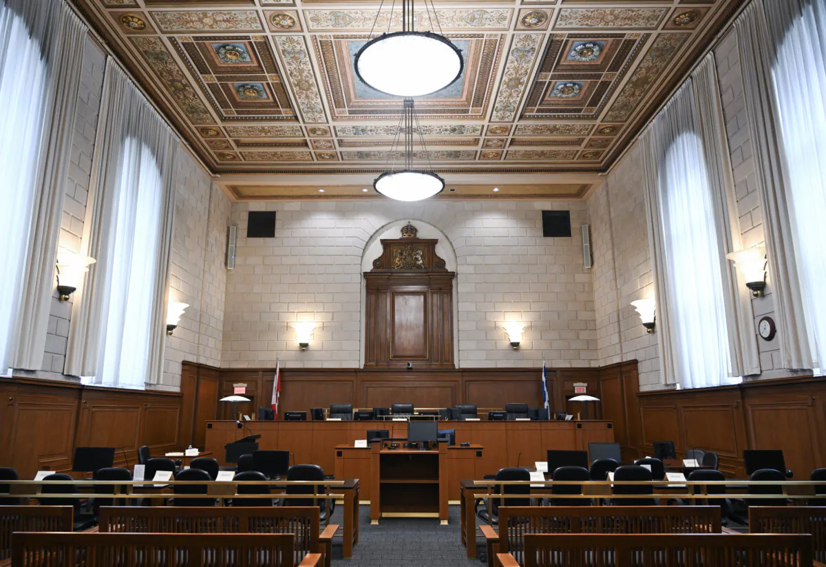 A view of the Louis-Hippolyte Lafontaine courtroom during a guided tour of the Quebec Court of Appeal in Montreal, on March 29, 2025. (The Canadian Press/Graham Hughes)