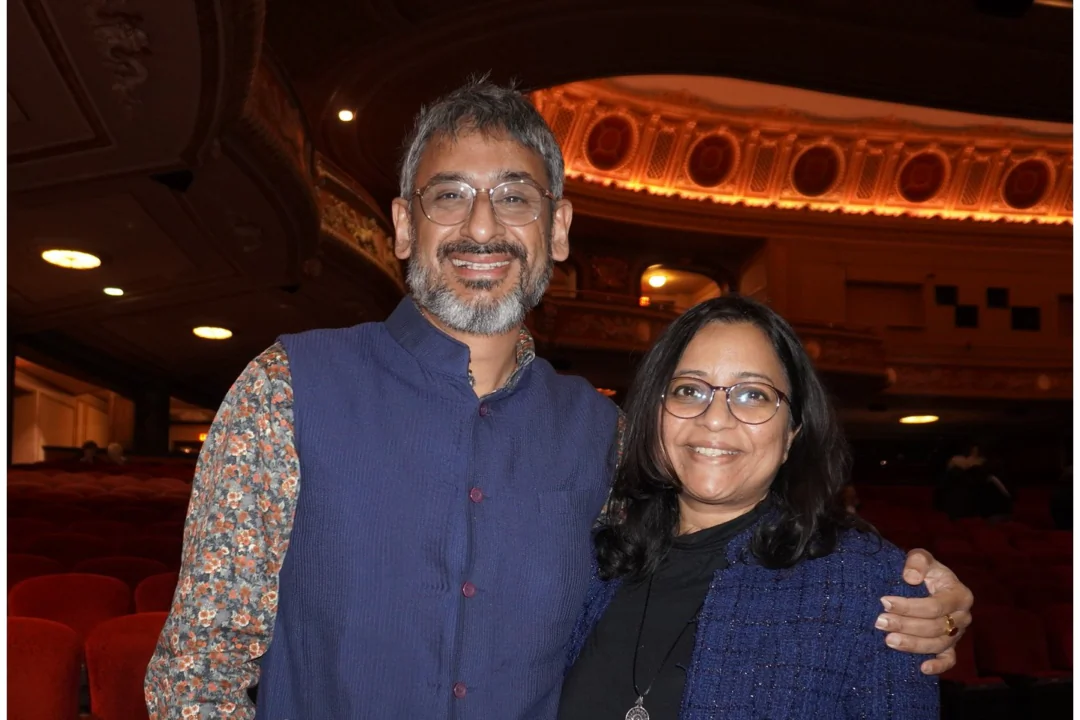 Saurabh and Muhua Mukherjee attended Shen Yun Performing Arts at the Boch Center Wang Theatre on April 5, 2025. (Sherry Dong/The Epoch Times) 
