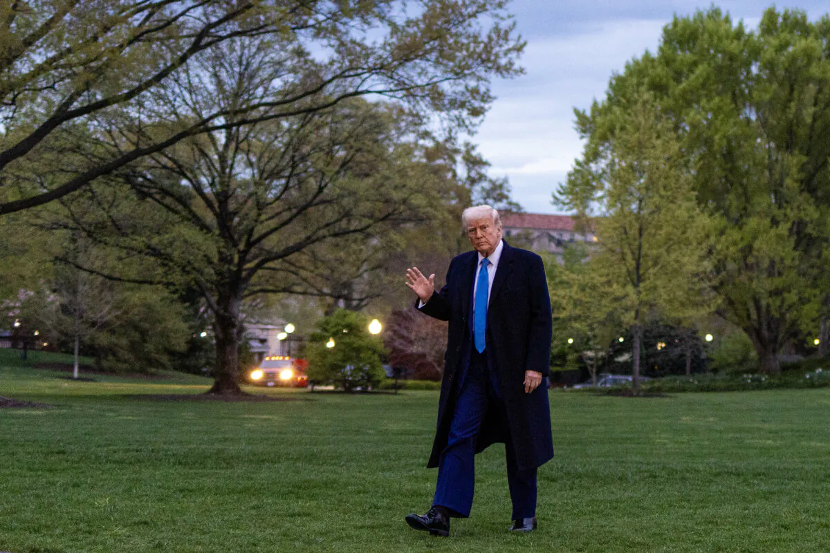 President Donald Trump walks on the south lawn of the White House on April 6, 2025. (Tasos Katopodis/Getty Images)