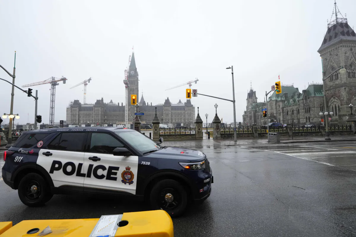 Police attend an incident at East Block on Parliament Hill in Ottawa on April 5, 2025. (The Canadian Press/Justin Tang)