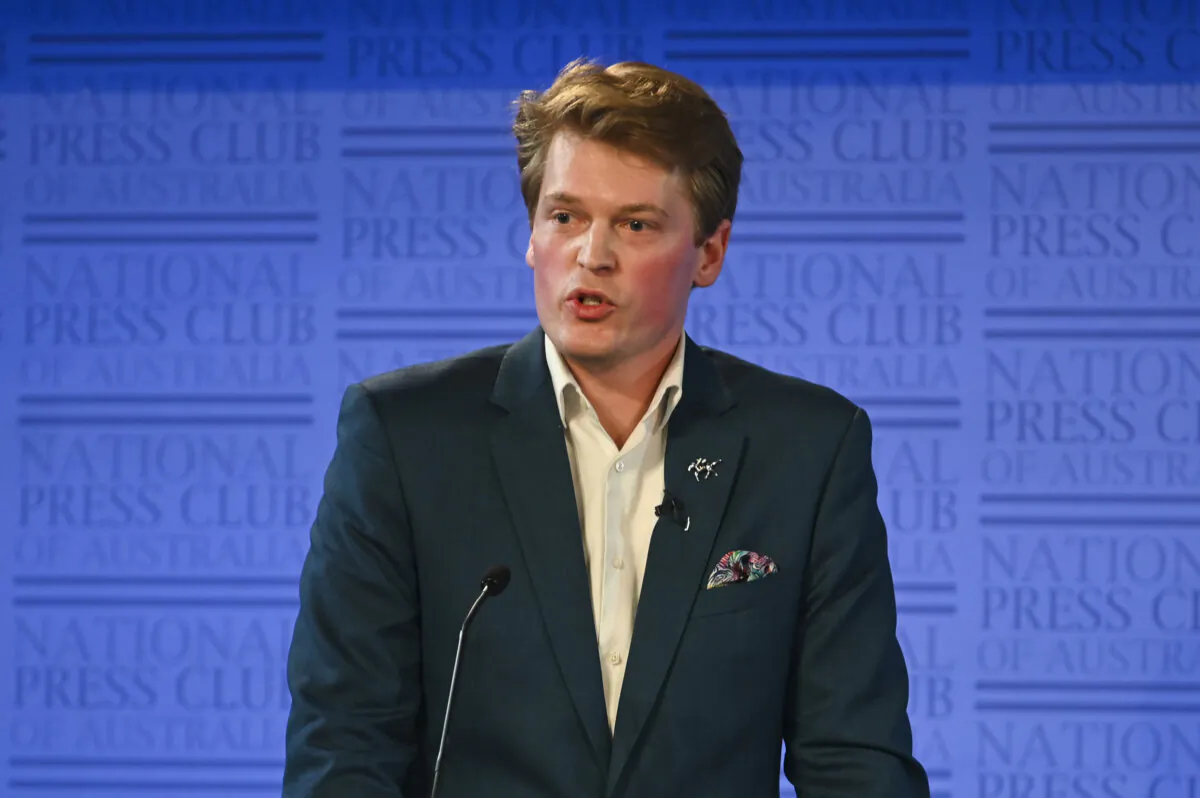Former Managing Director of Australian Christian Lobby Martyn Iles speaks during a debate on 2019 Religious Freedom Bill at the National Press Club in Canberra, Australia on Oct. 9, 2019. (AAP Image/Lukas Coch)
