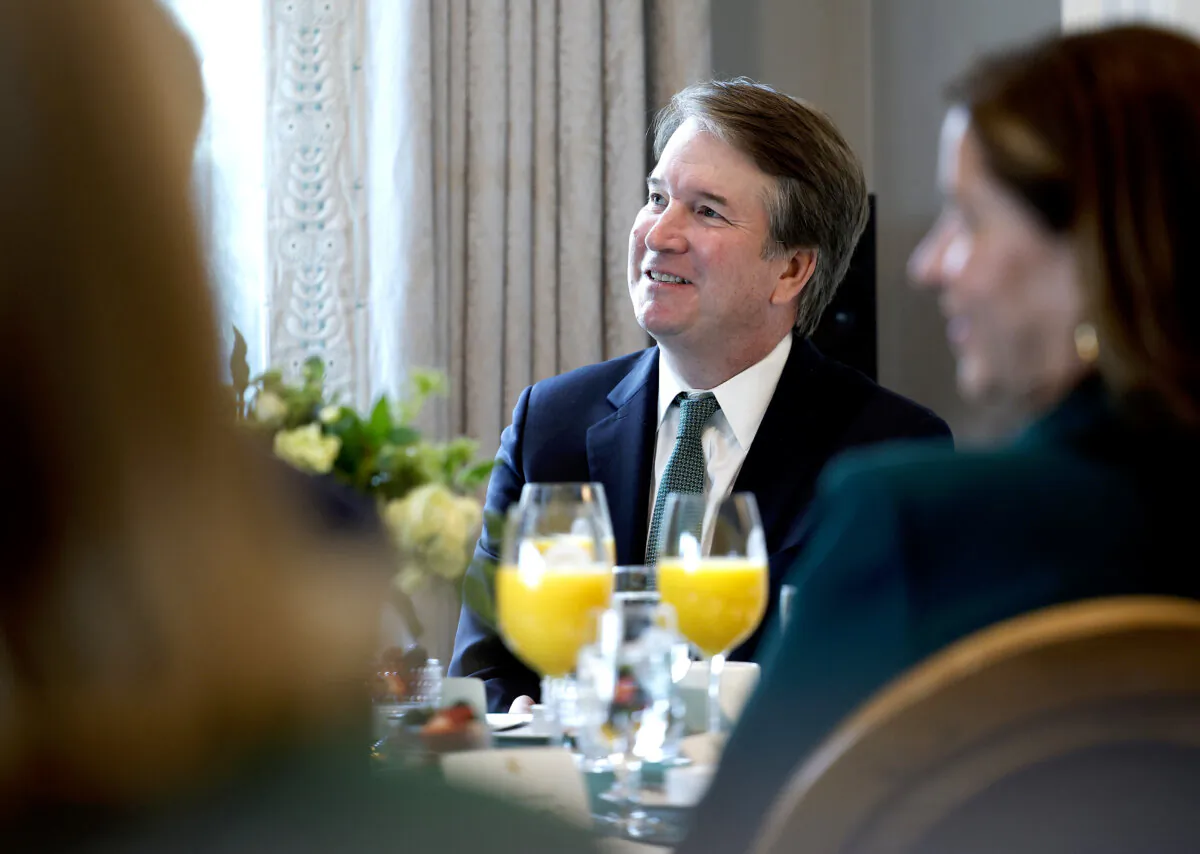 Supreme Court Associate Justice Brett Kavanaugh attends a St. Patrick's Day breakfast for Irish Taoiseach Micheál Martin at the vice president's residence in Washington on March 12, 2025. (Kevin Dietsch/Getty Images)
