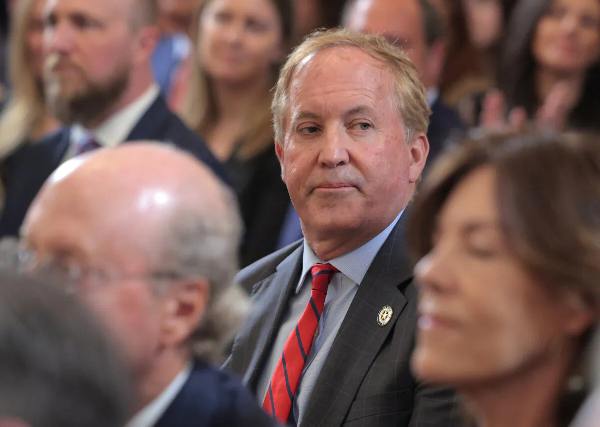 Texas Attorney General Ken Paxton attends the executive order signing ceremony to reduce the size and scope of the Education Department in the East Room of the White House on March 20, 2025. (Chip Somodevilla/Getty Images)