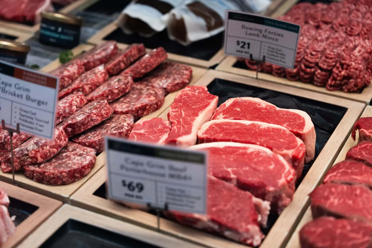 Beef is displayed for sale at a butcher shop in Melbourne, Australia on April 4, 2025. (Asanka Ratnayake/Getty Images)