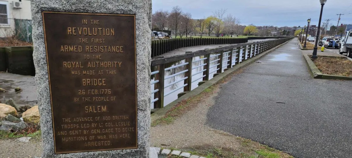A marker stands to commemorate the historic events on the bridge where Lt. Col. Leslie had to make a retreat. (Courtesy of Alan Wakim)