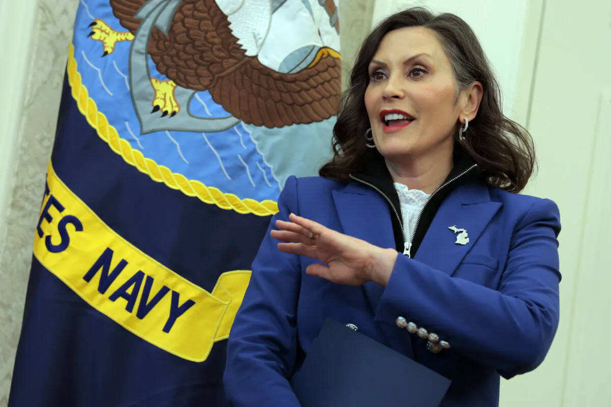 Michigan Gov. Gretchen Whitmer in the Oval Office on April 9, 2025. (Anna Moneymaker/Getty Images)