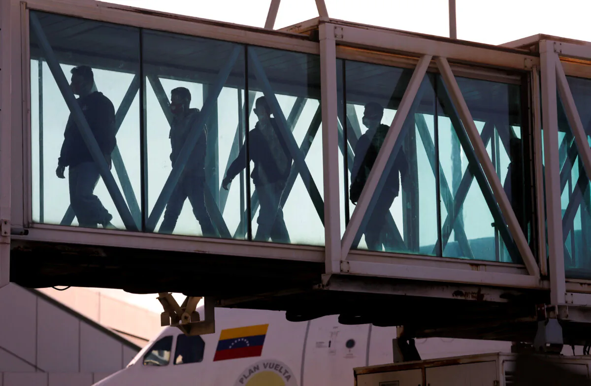 Venezuelans arrive home after being deported from the United States, at Simon Bolivar International Airport, in Maiquetia, Venezuela, on April 3, 2025. (Leonardo Fernandez Viloria/Reuters)