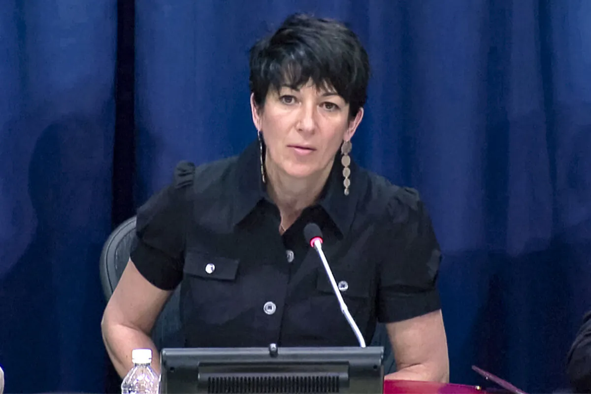 Ghislaine Maxwell, longtime associate of accused sex trafficker Jeffrey Epstein, speaks at a news conference at the United Nations in New York on June 25, 2013. (UNTV via Reuters)