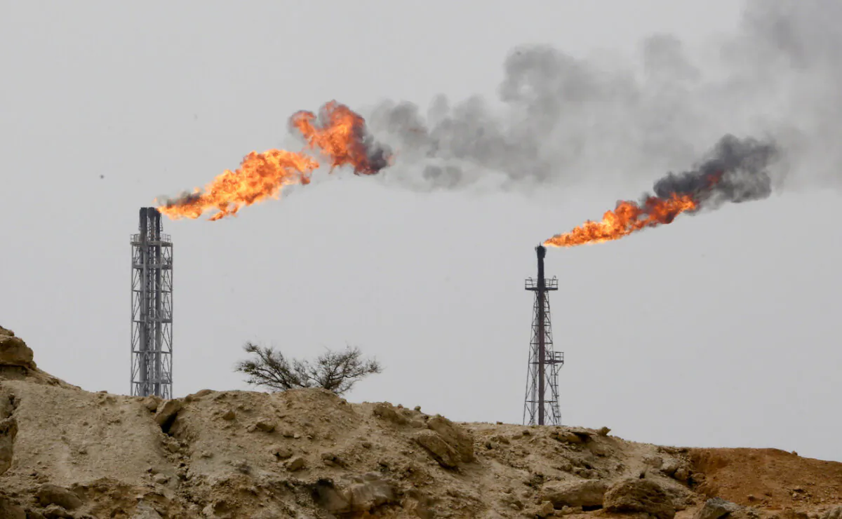 View of an oil facility, on the shores of the Persian Gulf, at Khark Island, Iran, on March 12, 2017. (Atta Kenare/AFP via Getty Images)