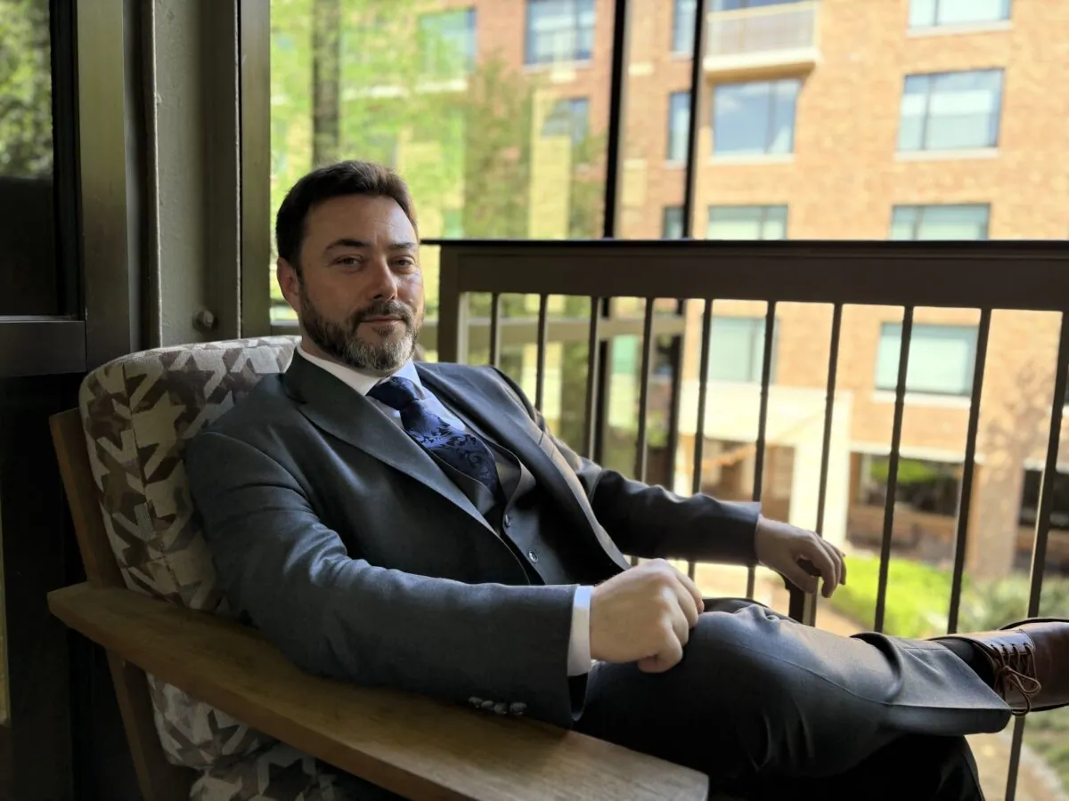 Commentator and politician Carl Benjamin, also known as Sargon of Akkad, at Natal Conference 2025 in Austin, Texas, on March 29, 2025. (Nathan Worcester/The Epoch Times)