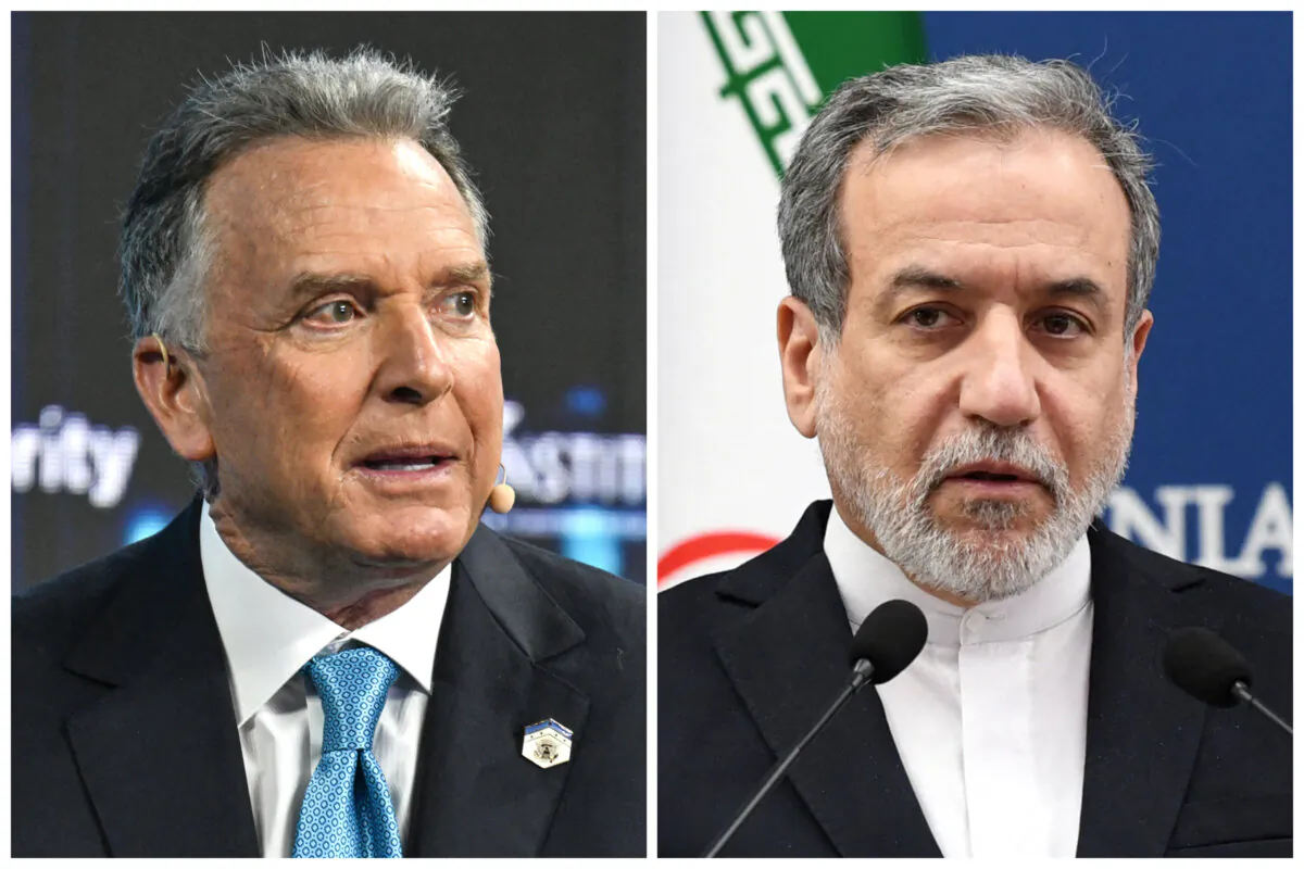 (Left) U.S. Special Envoy to the Middle East Steve Witkoff speaks during the FII Priority Summit in Miami Beach, Fla., on Feb. 20, 2025. (Right) Iran's Foreign Minister Abbas Araghchi attends a press conference in Yerevan, Armenia, on March 25, 2025. (Chandan Khanna, Karen Minasyan/AFP via Getty Images)