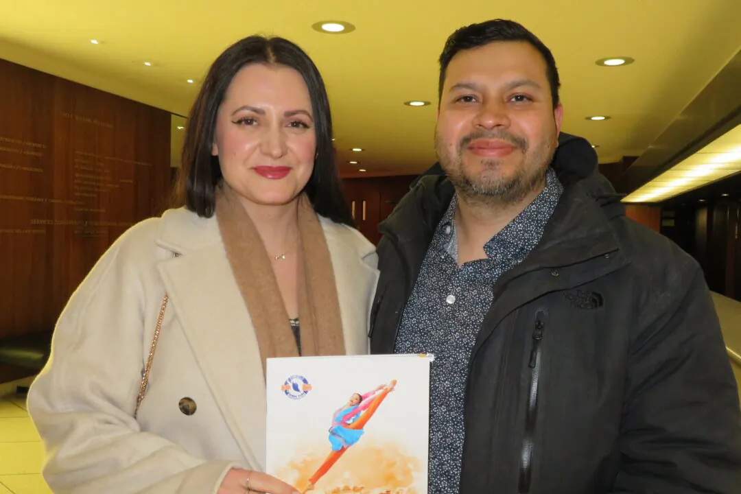 Karina Solovieva and Alfonzo Gonzalez attended Shen Yun Performing Arts at Place des Arts - Salle Wilfrid-Pelletier on April 11, 2025. ( Liang Yao/The Epoch Times)