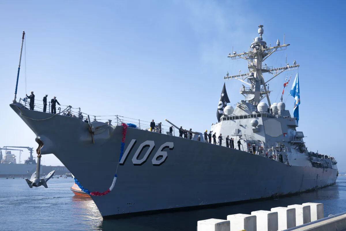 The Arleigh Burke-class guided-missile destroyer USS Stockdale (DDG 106) returns to its homeport of Naval Base San Diego on Feb. 21, 2025. (Mass Communication Specialist Seaman Jordan Steis/U.S. Navy)