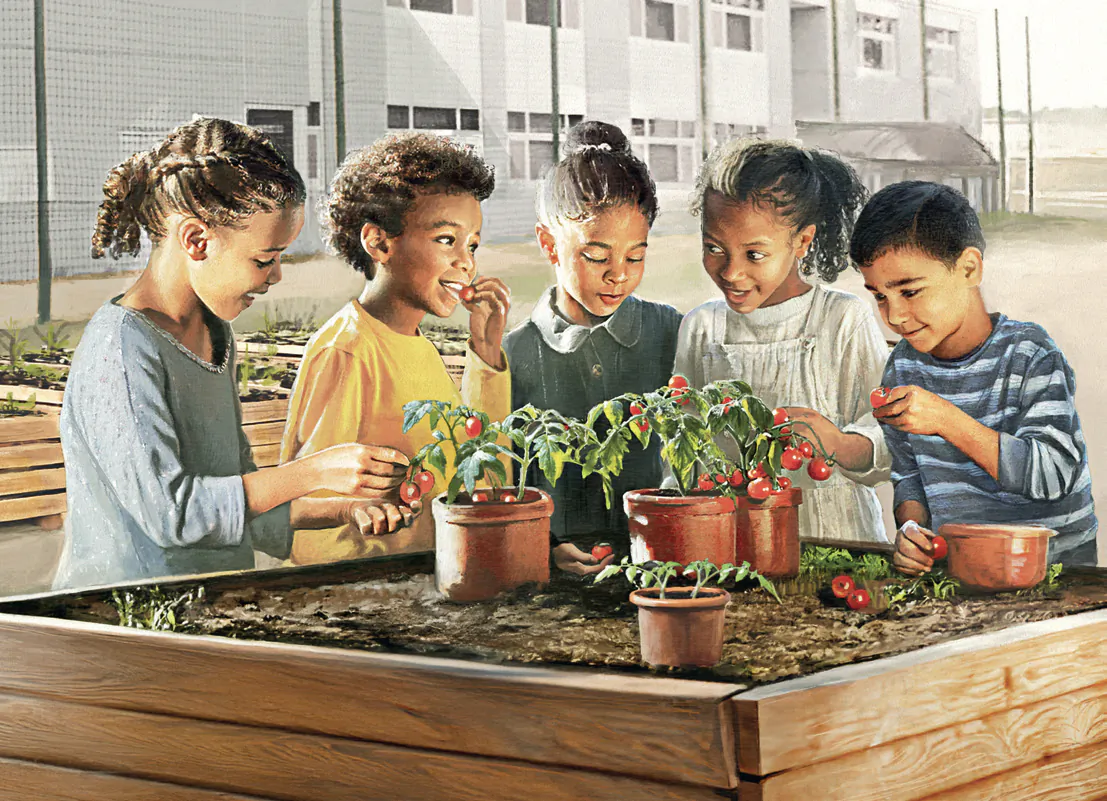 A taste of the fruits of their labor opens children’s eyes to the wonder of gardening. (Biba Kayewich for American Essence)