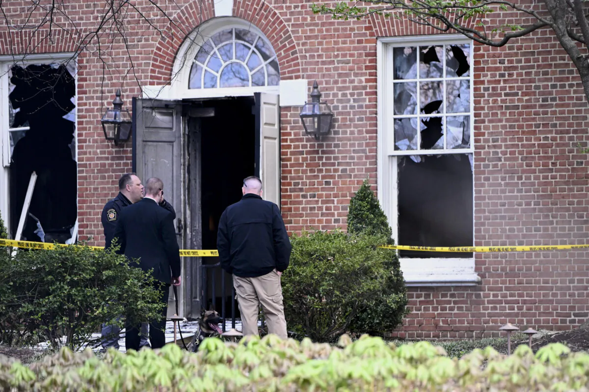 Investigators are on the scene after an overnight fire at the governor’s official residence, in Harrisburg, Pa., on April 13, 2025. (Marc Levy/AP Photo)