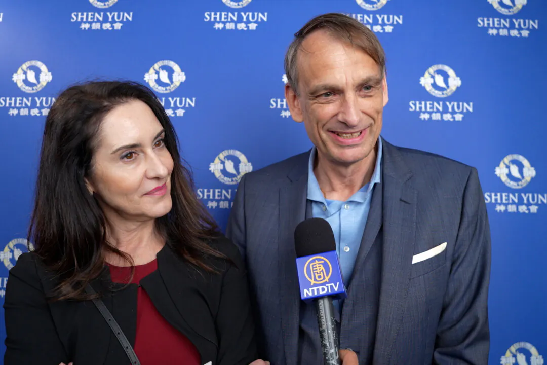 Pilar Calvo and Dieter Böckem attended the Shen Yun performance at the Galaxie Amnéville on April 9, 2025. (NTD)