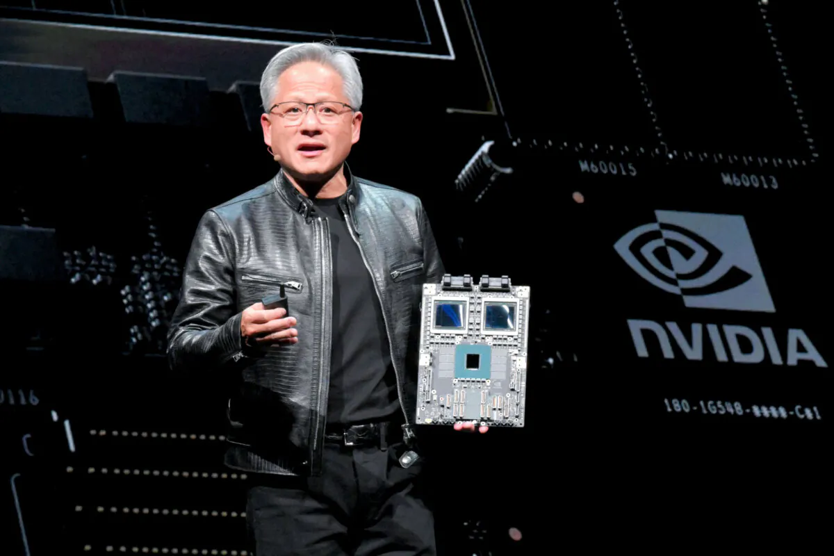 Nvidia CEO Jensen Huang delivers his keystone speech ahead of Computex 2024 in Taipei, Taiwan, on June 2, 2024. (Sam Yeh/AFP via Getty Images)
