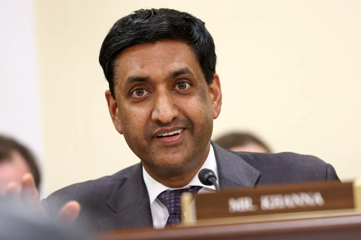 Rep. Ro Khanna (D-Calif.) questions witnesses during a roundtable discussion on Supreme Court Ethics, conducted by Democrats of the House Oversight and Accountability Committee, at the Rayburn House Office Building in Washington on June 11, 2024. (Jemal Countess/Getty Images for Court Accountability)