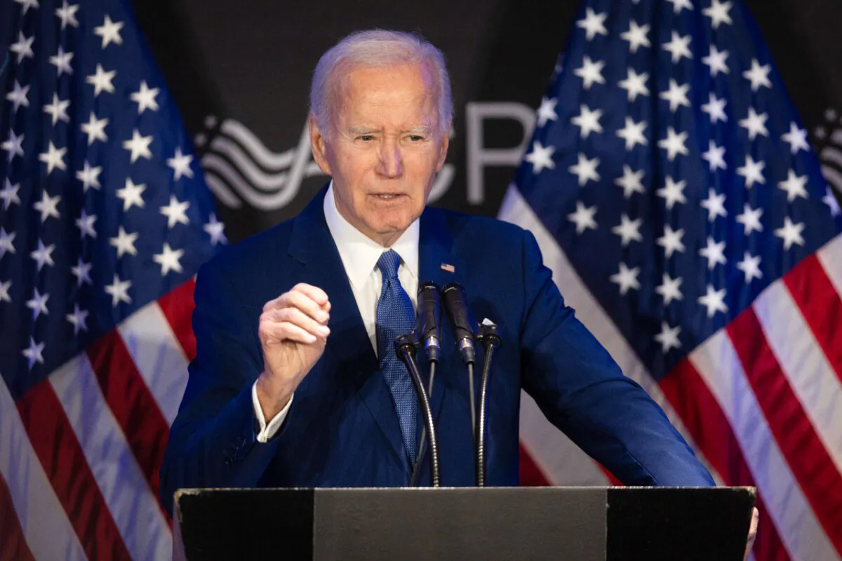 Former President Joe Biden speaks at a conference hosted by the Advocates, Counselors, and Representatives for the Disabled in Chicago on April 15, 2025. (Scott Olson/Getty Images)