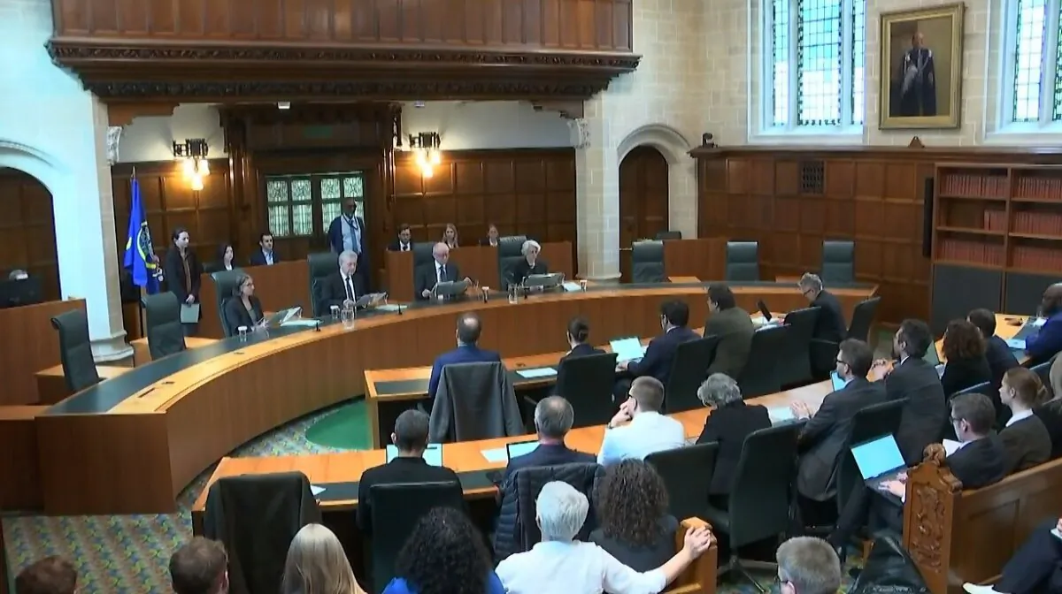 Screen grab of judges at the Supreme Court in London, handing down their judgment on the legal definition of a woman on April 16, 2025. (PA Video/PA)